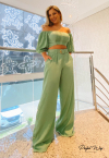 CONJUNTO CROPPED + CALCA PANTALONA verde PERFECT WAY