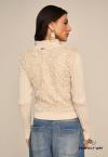 JAQUETA TEC PLUMAS  C/ ZIPER MANGAS E COS EM TRICO FEMININA cru PERFECT WAY