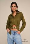 CAMISA ASSIMETRICA C/ CINTO FEVELA METAL  FEMININA verde oliva PERFECT WAY