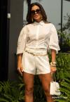 CAMISA FEMININA CROPPED OVER off white PERFECT WAY