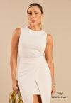 CONJUNTO FEMININO VESTIDO C/ SAIA MAXI MIDI  OFF WHITE PERFECT WAY