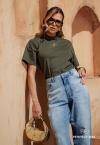 T- SHIRT FEMININA OVER VERDE MILITAR PERFECT WAY