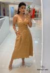 VESTIDO FEMININO MIDI bege PERFECT WAY