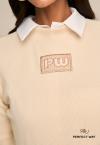 BLUSA CROPPED BORD INDUSTRIAL MALHA TRICO GALOES MANGAS  FEMININO calcario PERFECT WAY