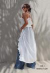 BLUSA FEMININA ALONGADA COM BABADOS OFF WHITE PERFECT WAY