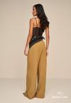 CALÇA C/ LENÇO ESTAM DET ZIPER BARRA FEMININA MASCAVO PERFECT WAY