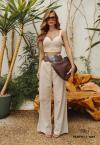 TRIJUNTO FEMININO BLAZER + CROPPED + CALÇA PANTALONA calcario PERFECT WAY