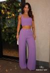 CONJUNTO CROPPED + PANTALONA  roxo PERFECT WAY
