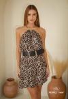 VESTIDO CURTO FEMININO ESTAMPADO cru c/ preto PERFECT WAY