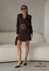 VESTIDO COM CORSELET BORDADO FEMININO MARROM CAFÉ PERFECT WAY