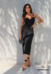 VESTIDO FEMININO MIDI C/ RECORTES PRETO PERFECT WAY