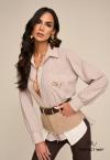 CAMISA BORD INDUSTRIAL C/ FENDA + GRAVATA  FEMININA OFF WHITE C/ FENDI PERFECT WAY