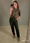 T-SHIRT CROPPED OVER FEMININA ESTAMPADA verde folha PERFECT WAY