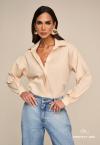 Perfect Way - CAMISA OVER C/ BORD INDUSTRIAL  ALONGADA FEMININA AREIA
