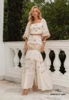 CONJUNTO FEMININO CROPPED + SAIA LONGA BEGE PERFECT WAY