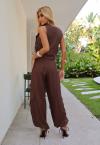 COLETE C/ TOP DET AMARRAR LATERAL BOTOES  FRENTE FEMININO MARROM CAFÉ PERFECT WAY