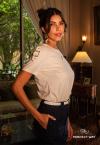 T-SHIRT COM MARTINGALE FIVELA FEMININA MARFIM PERFECT WAY