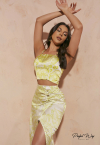 CONJUNTO CROPPED + SAIA MIDI ESTAMPADA verde lima PERFECT WAY