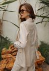 TRIJUNTO FEMININO BLAZER + CROPPED + CALÇA PANTALONA calcario PERFECT WAY