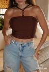 CROPPED FEMININO marrom PERFECT WAY