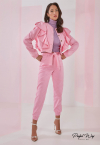 jaqueta cropped de sarja com botões rosa PERFECT WAY