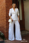 CONJUNTO BLAZER + CALÇA PANTALONA OFF WHITE PERFECT WAY