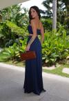 SAIA LONGA  COM BOLSO FEMININA AZUL MARINHO PERFECT WAY