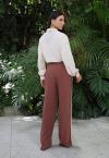 CALÇA FEMININA cacau c/ bege PERFECT WAY