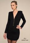 VESTIDO CURTO COM DRAPEADO FRENTE METAL FEMININO PRETO PERFECT WAY