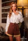 SHORTS MALHA TEXTURIZADA  FEMININO cacau c/ doce de leite PERFECT WAY