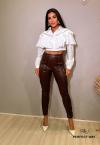 CAMISA CROPPED FEMININA COM BABADOS  OFF WHITE PERFECT WAY