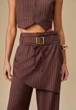 CALÇA COS ALTO DET DE SAIA SOBREPOSTA FEMININO MARROM CAFÉ PERFECT WAY