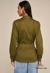 CAMISA ASSIMETRICA C/ CINTO FEVELA METAL  FEMININA verde oliva PERFECT WAY