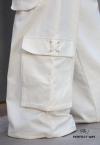 CALÇA FEMININA WIDE LEG COM BOLSOS OFF WHITE PERFECT WAY