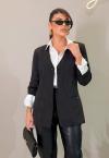BLAZER RISCA DE GIZ FORRADO FEMININO PRETO PERFECT WAY