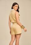 BLAZER CROPPED TRANSPASSADO S/ MANGA FEMININO DOCE DE LEITE PERFECT WAY
