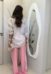 CALÇA PANTALONA C/ REC C/ VIVO FEMININA salmao c/ areia PERFECT WAY
