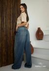 CALÇA FEMININA WIDE LEG JEANS JEANS ESTONADO PERFECT WAY
