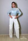 CAMISA CROPPED OVER  FEMININA AZUL CLARO PERFECT WAY