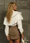 CAMISA CROPPED FEMININA COM BABADOS  OFF WHITE PERFECT WAY