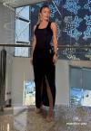 VESTIDO MAXI MIDI FEMININO COM FENDA PRETO PERFECT WAY