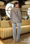 BLAZER FEMININO AZUL C/ MARROM PERFECT WAY