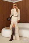 Perfect Way - CONJUNTO FEMININO BATA + SAIA LONGA calcario