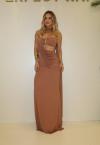 VESTIDO DRAPEADO FEMININO AMENDOA PERFECT WAY
