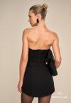 CROPPED EM CREPE , COSTAS LASTEX  FEMININO PRETO PERFECT WAY