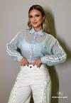 CAMISA CROPPED OVER  FEMININA AZUL CLARO PERFECT WAY