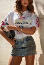 CAMISETA OVER C/ ESTAMPADA EXCLUSIVA FEMININA off white PERFECT WAY