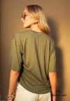 T-SHIRT CROPPED OVER FEMININA ESTAMPADA verde folha PERFECT WAY