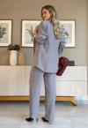 BLAZER  VISCOSE TRANSPASSE C/BOLSO FEMININO CINZA PERFECT WAY