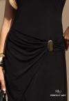 VESTIDO MAXI MIDI FEMININO COM FENDA PRETO PERFECT WAY